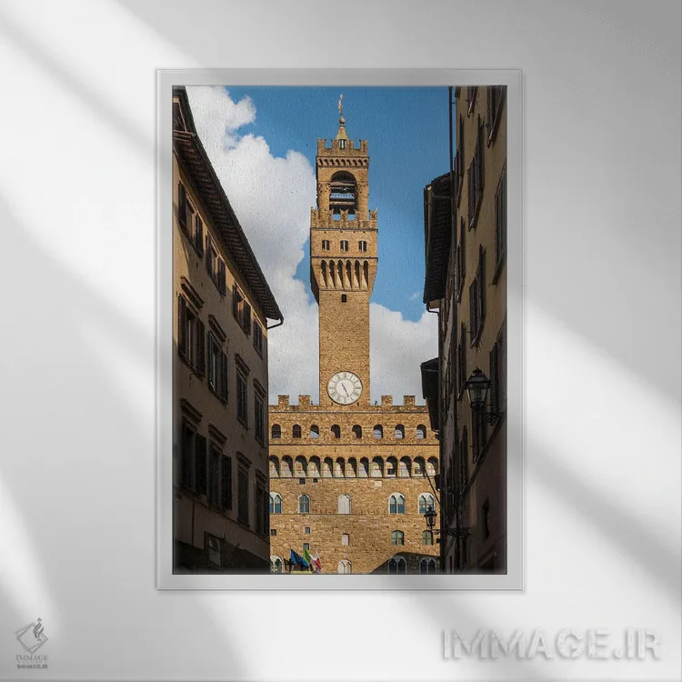 تابلو دکوراتیو Florence,پالازو وکیو، فلورانس اثر ماتئو کولومبو - نمای قابدار سفید