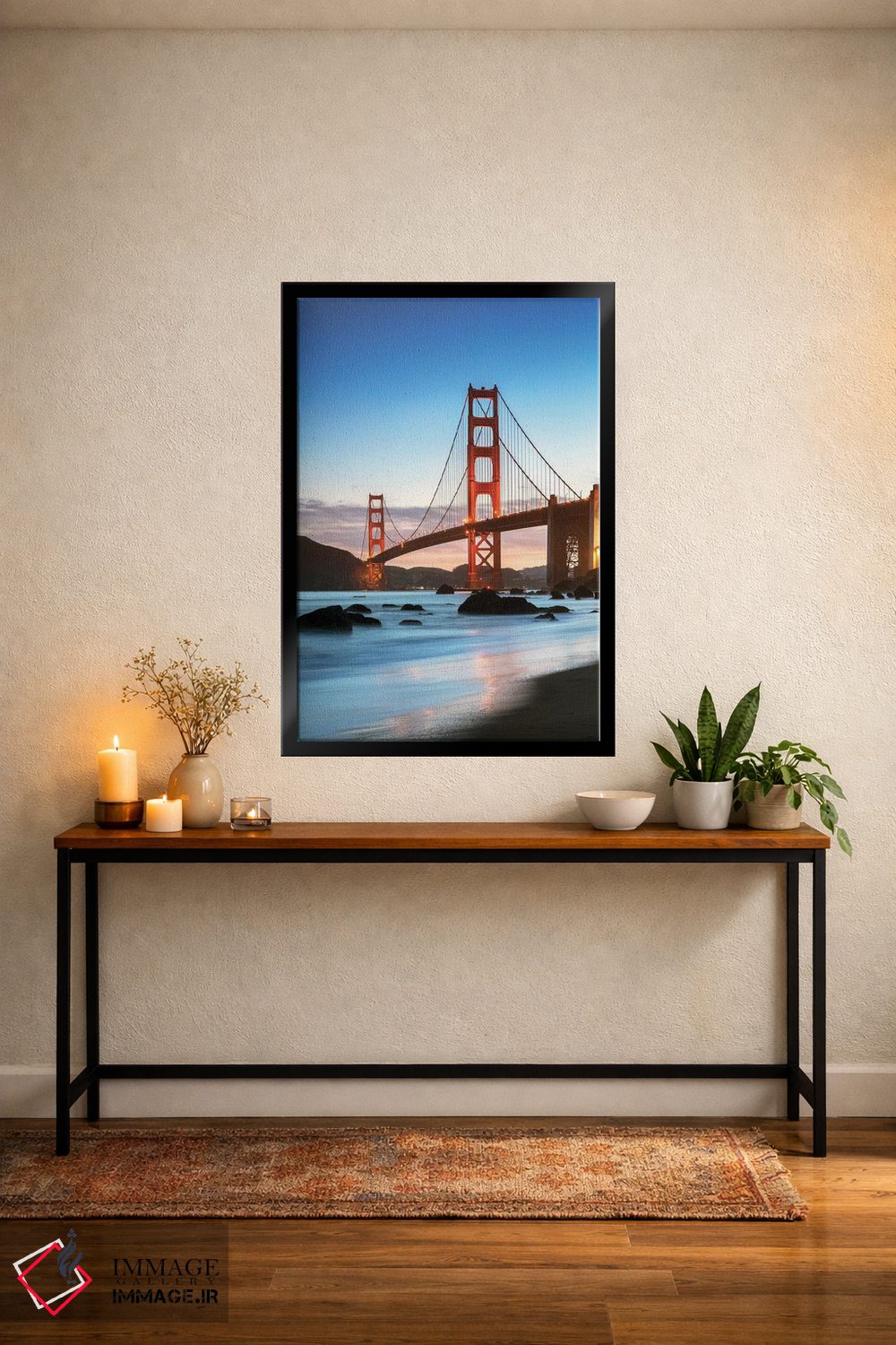 تابلو دکوراتیو San Francisco,سپیده دم در پل گلدن گیت، سان فرانسیسکو اثر ماتئو کولومبو - D5B