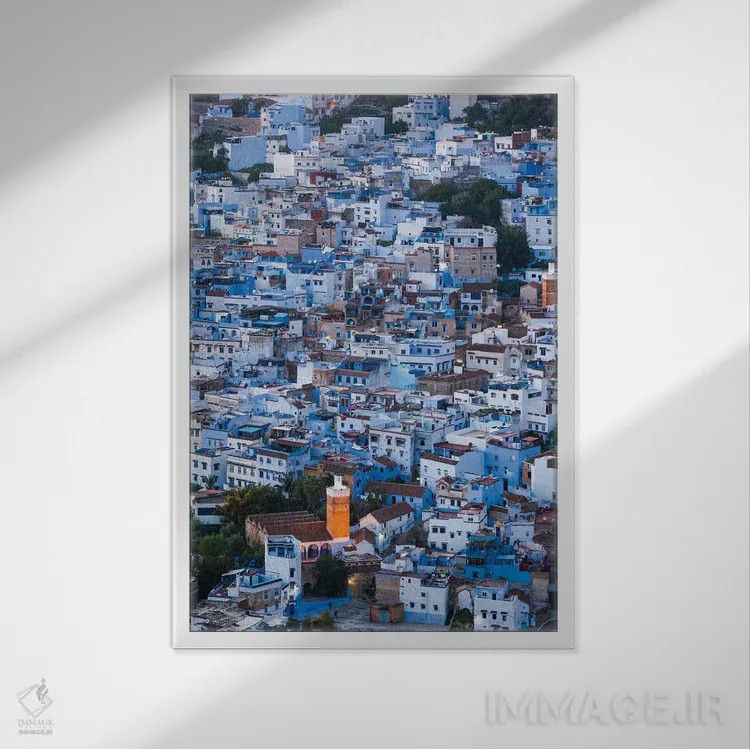 تابلو دکوراتیو Morocco II,شهر آبی، مراکش II اثر ماتئو کولومبو - نمای قابدار سفید