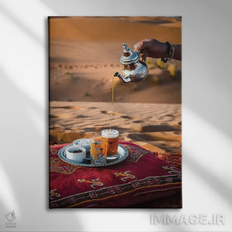تابلو دکوراتیو Morocco,چای در کویر، مراکش اثر ماتئو کولومبو - نمای روبهرو روی دیوار