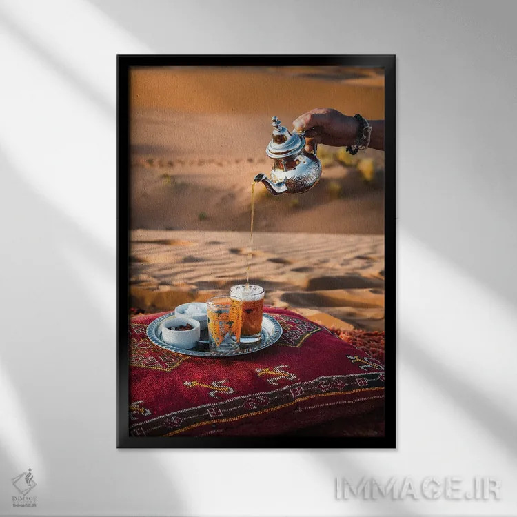 تابلو دکوراتیو Morocco,چای در کویر، مراکش اثر ماتئو کولومبو - نمای قابدار مشکی
