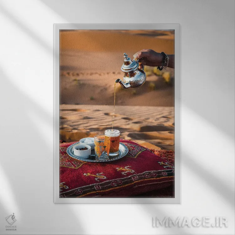 تابلو دکوراتیو Morocco,چای در کویر، مراکش اثر ماتئو کولومبو - نمای قابدار سفید