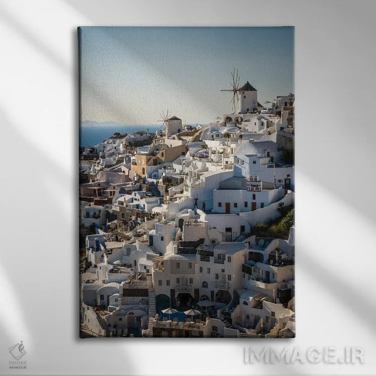 تابلو دکوراتیو Santorini,تابستان یونانی، سانتورینی اثر ماتئو کولومبو - نمای روبهرو روی دیوار
