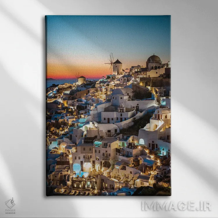 تابلو دکوراتیو Santorini,غروب در اویا، سانتورینی اثر ماتئو کولومبو - نمای روبهرو روی دیوار