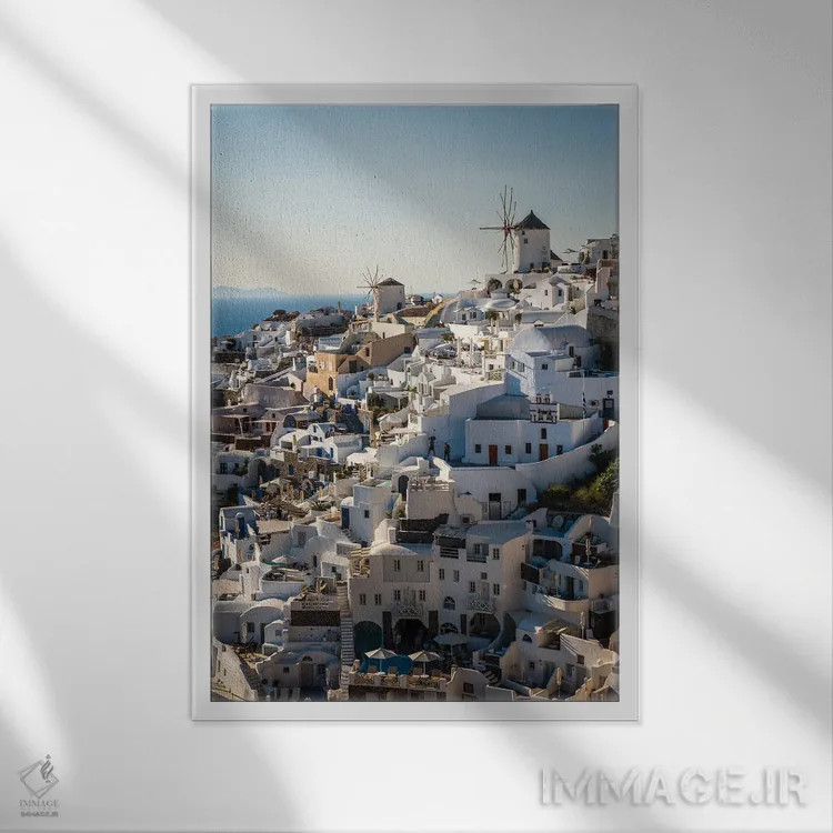 تابلو دکوراتیو Santorini,تابستان یونانی، سانتورینی اثر ماتئو کولومبو - نمای قابدار سفید