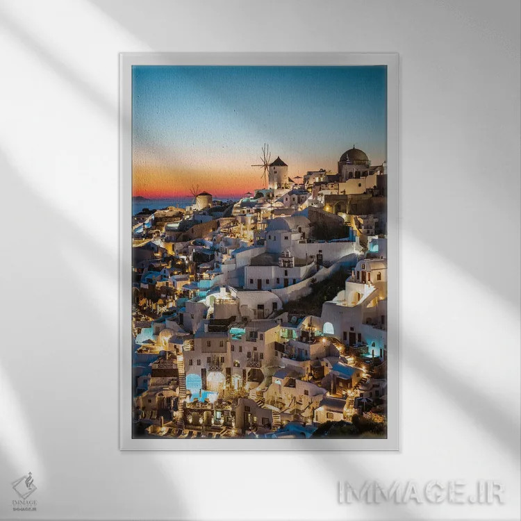 تابلو دکوراتیو Santorini,غروب در اویا، سانتورینی اثر ماتئو کولومبو - نمای قابدار سفید