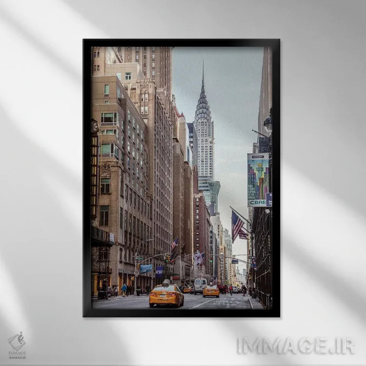 تابلو دکوراتیو New York,خیابان لکسینگتون و ساختمان کرایسلر، نیویورک اثر ماتئو کولومبو - نمای قابدار مشکی