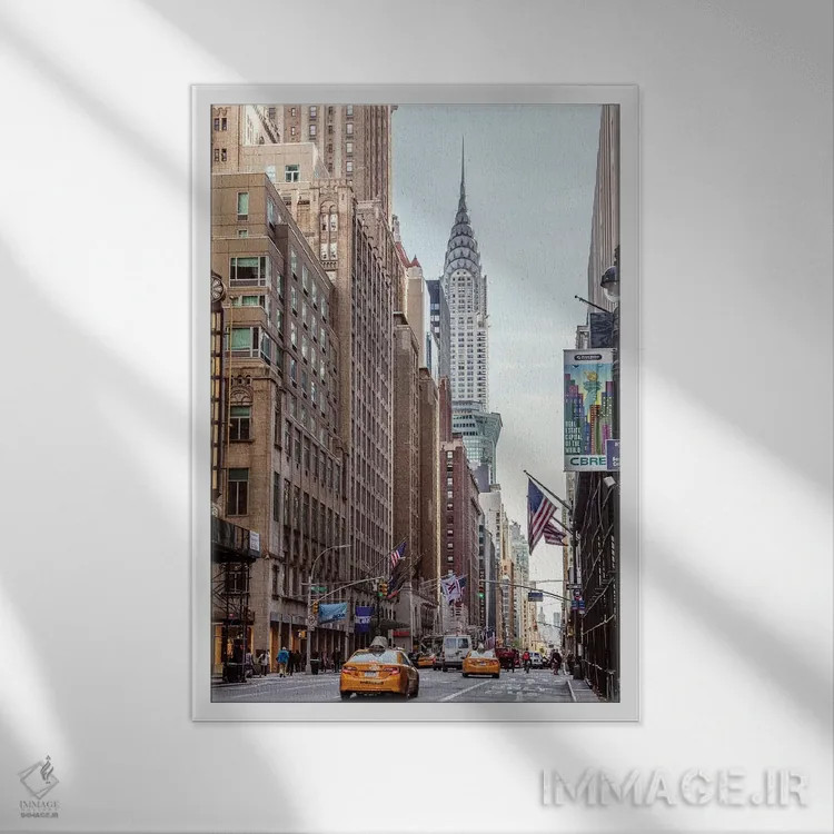 تابلو دکوراتیو New York,خیابان لکسینگتون و ساختمان کرایسلر، نیویورک اثر ماتئو کولومبو - نمای قابدار سفید