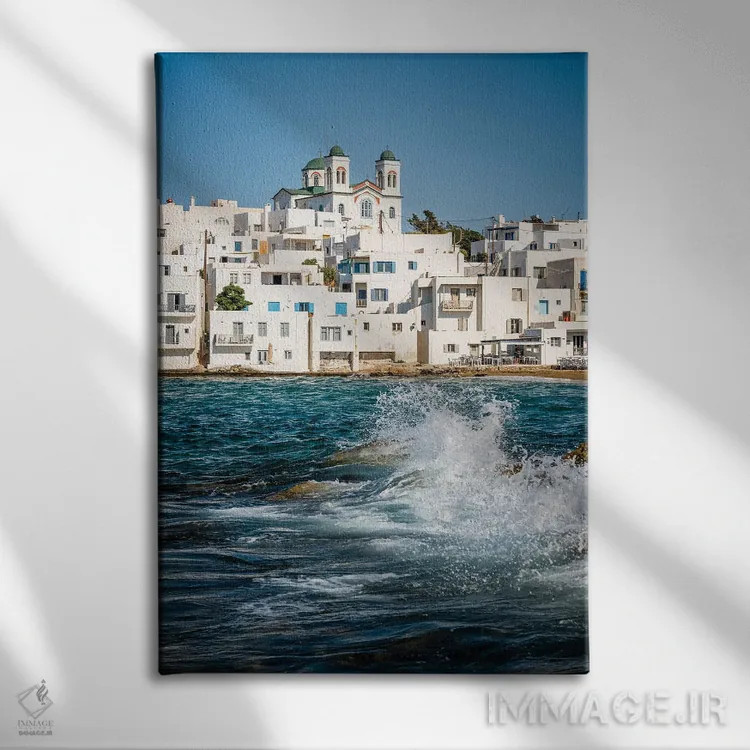 تابلو دکوراتیو Paros, Greece,شهر قدیمی و دریا، پاروس، یونان اثر ماتئو کولومبو - نمای روبهرو روی دیوار