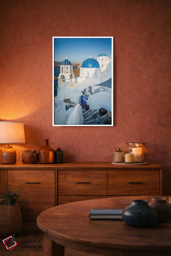 تابلو دکوراتیو Santorini,کلیسای نماباور آبی، سانتورینی اثر ماتئو کولومبو - D2W
