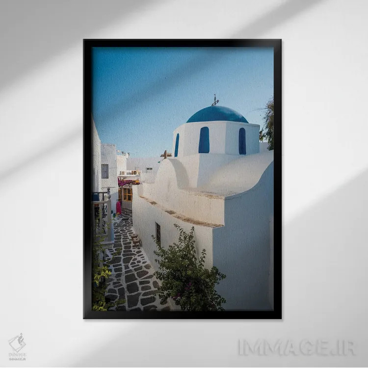 تابلو دکوراتیو Greece,در خیابان های پاروس، یونان اثر ماتئو کولومبو - نمای قابدار مشکی