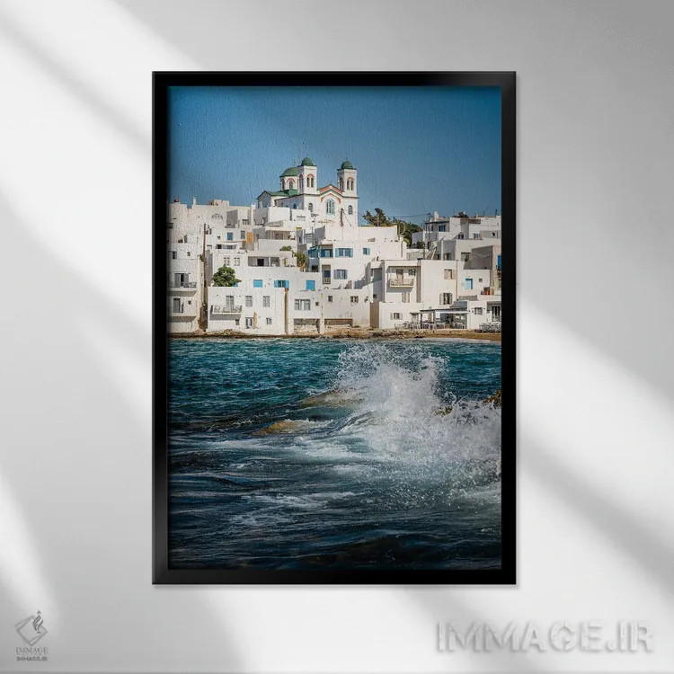 تابلو دکوراتیو Paros, Greece,شهر قدیمی و دریا، پاروس، یونان اثر ماتئو کولومبو - نمای قابدار مشکی