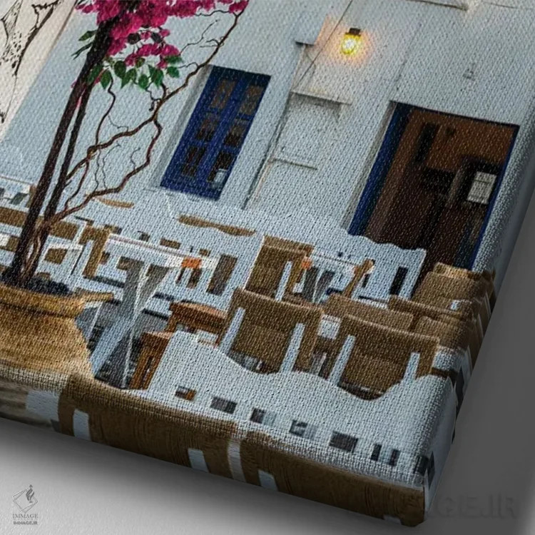 تابلو دکوراتیو Paros, Greece I,طلوع در شهر سفید، پاروس، یونان I اثر ماتئو کولومبو - نمای نزدیک بافت بوم