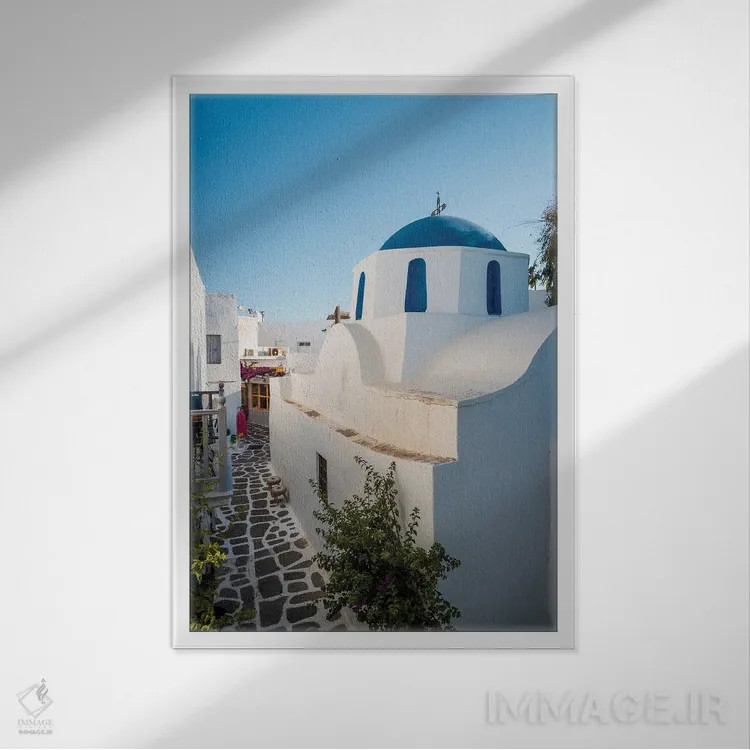 تابلو دکوراتیو Greece,در خیابان های پاروس، یونان اثر ماتئو کولومبو - نمای قابدار سفید