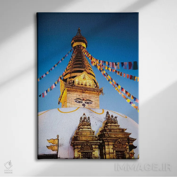 تابلو دکوراتیو Kathmandu, Nepal,معبد میمون ها در سپیده دم، کاتماندو، نپا… اثر ماتئو کولومبو - نمای روبهرو روی دیوار