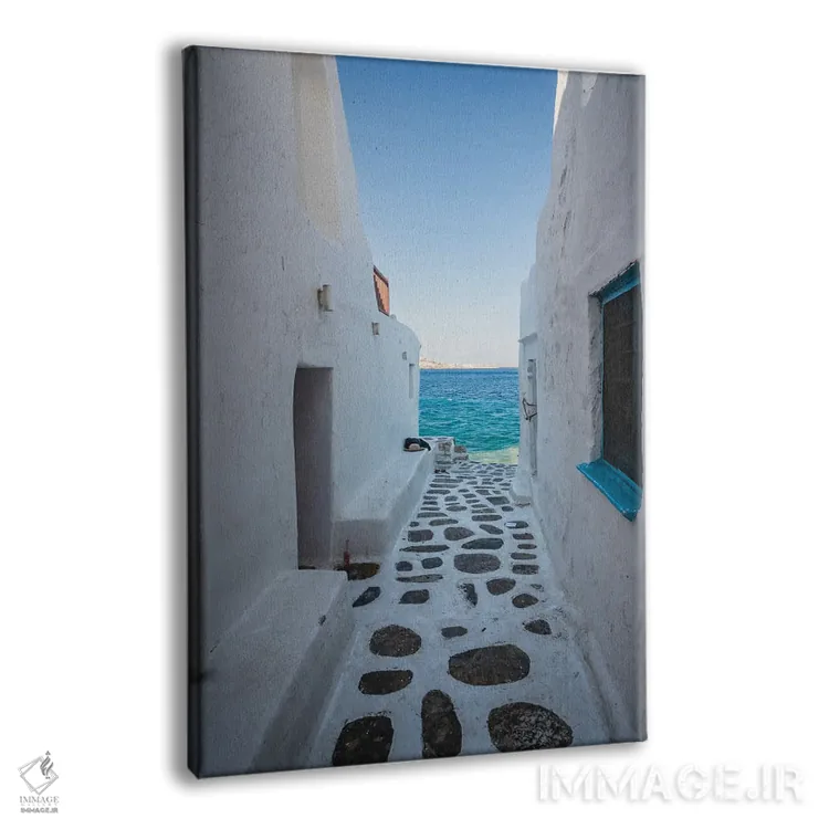تابلو دکوراتیو Mykonos, Greece,مسیر به سمت دریا، میکونوس، یونان اثر ماتئو کولومبو - نمای پرسپکتیو محصول