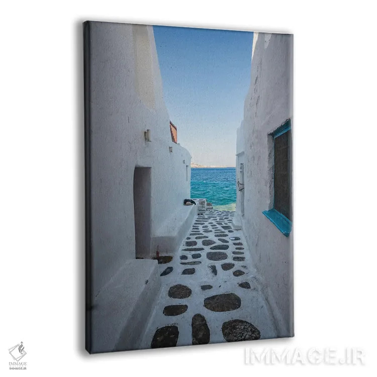 تابلو دکوراتیو Mykonos, Greece,مسیر به سمت دریا، میکونوس، یونان اثر ماتئو کولومبو - نمای پرسپکتیو محصول