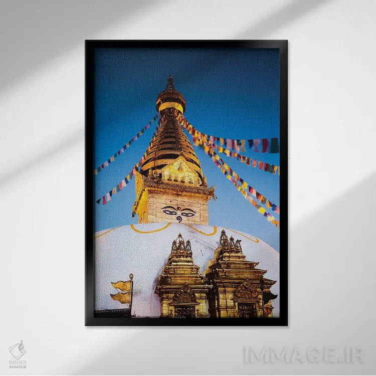 تابلو دکوراتیو Kathmandu, Nepal,معبد میمون ها در سپیده دم، کاتماندو، نپا… اثر ماتئو کولومبو - نمای قابدار مشکی