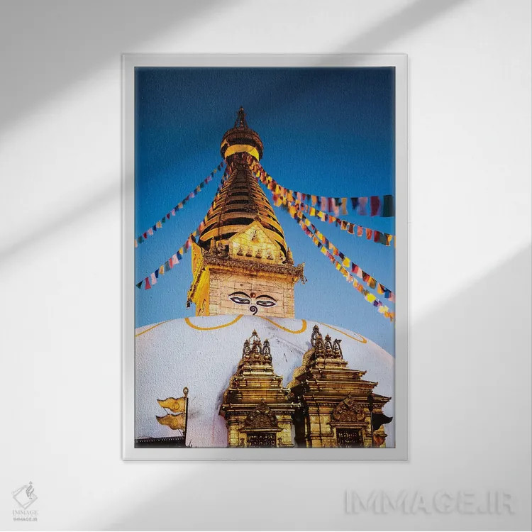 تابلو دکوراتیو Kathmandu, Nepal,معبد میمون ها در سپیده دم، کاتماندو، نپا… اثر ماتئو کولومبو - نمای قابدار سفید