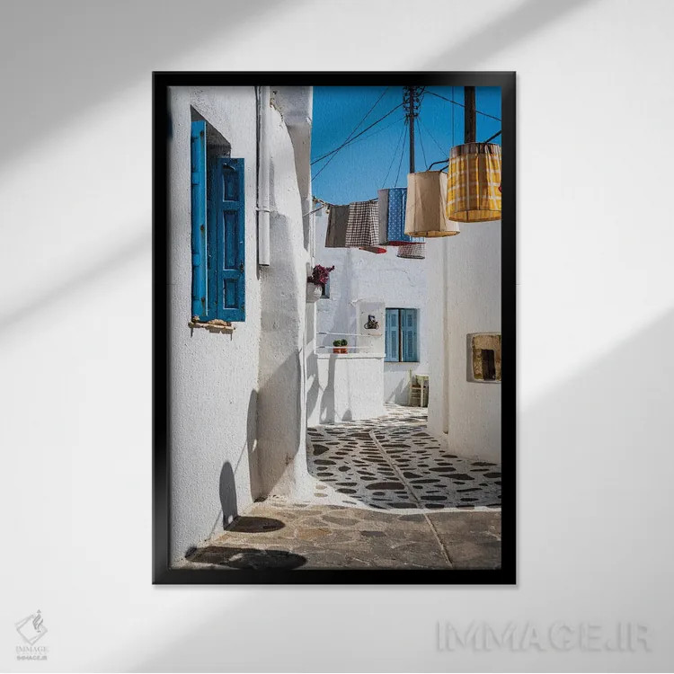 تابلو دکوراتیو Greece,در خیابان های ناکسوس، یونان اثر ماتئو کولومبو - نمای قابدار مشکی