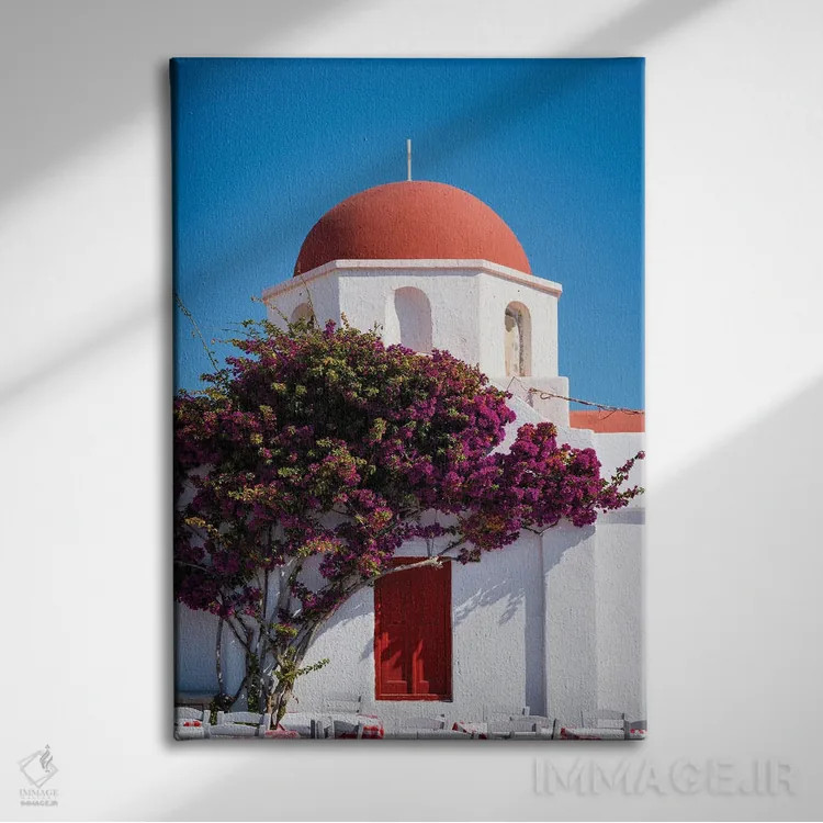 تابلو دکوراتیو Mykonos, Greece,کلیسای قرمز، میکونوس، یونان اثر ماتئو کولومبو - نمای روبهرو روی دیوار