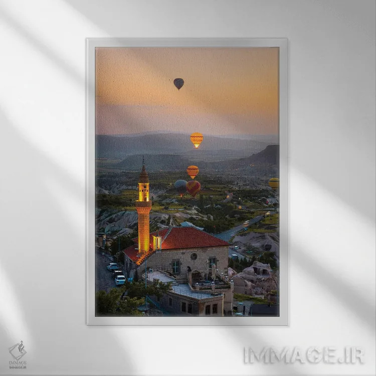تابلو دکوراتیو Turkey,طلوع نور بر کاپادوکیه، ترکیه اثر ماتئو کولومبو - نمای قابدار سفید