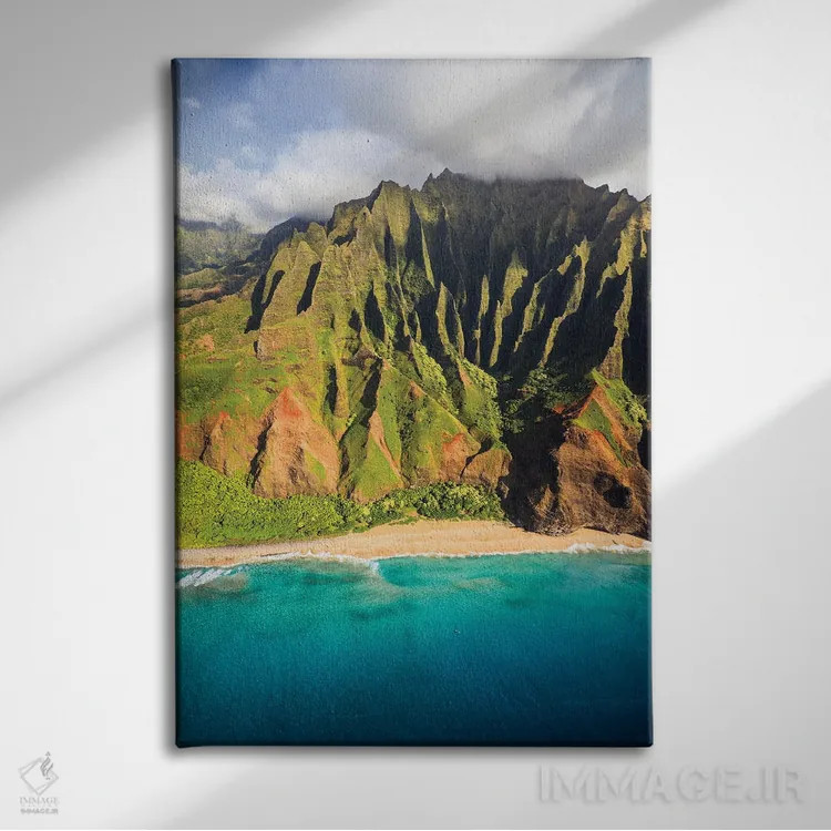تابلو دکوراتیو ساحل کالالائو، ساحل ناپلی، هاوایی اثر ماتئو کولومبو - نمای روبهرو روی دیوار
