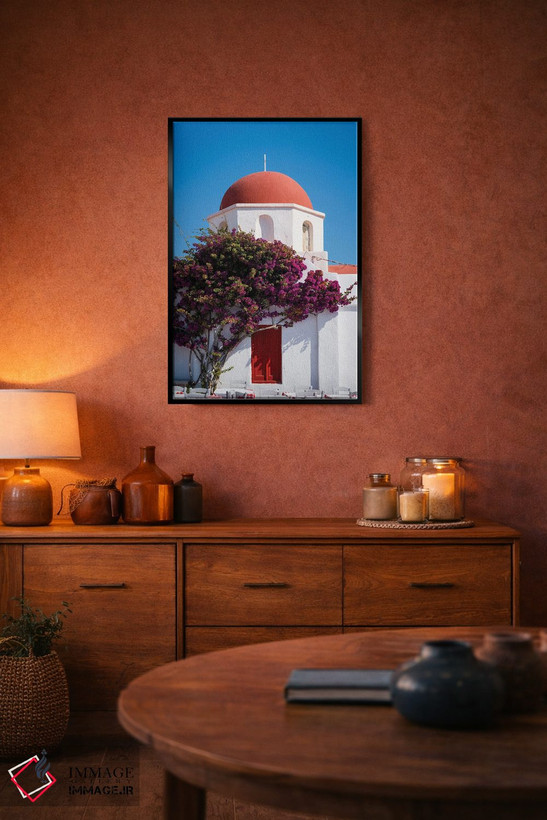 تابلو دکوراتیو Mykonos, Greece,کلیسای قرمز، میکونوس، یونان اثر ماتئو کولومبو - D6B