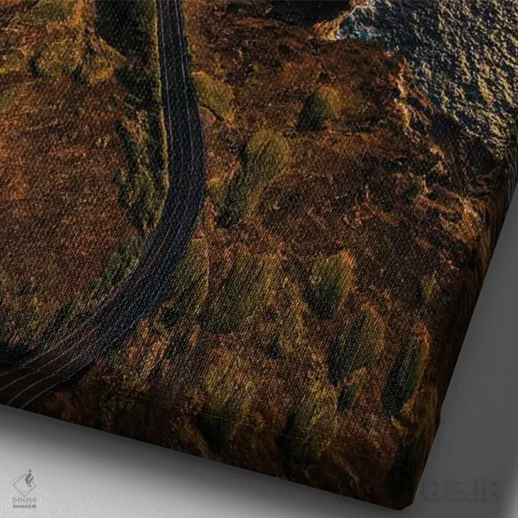 تابلو دکوراتیو طلوع خورشید بر خط ساحلی اوآهو، هاوایی اثر ماتئو کولومبو - نمای نزدیک بافت بوم