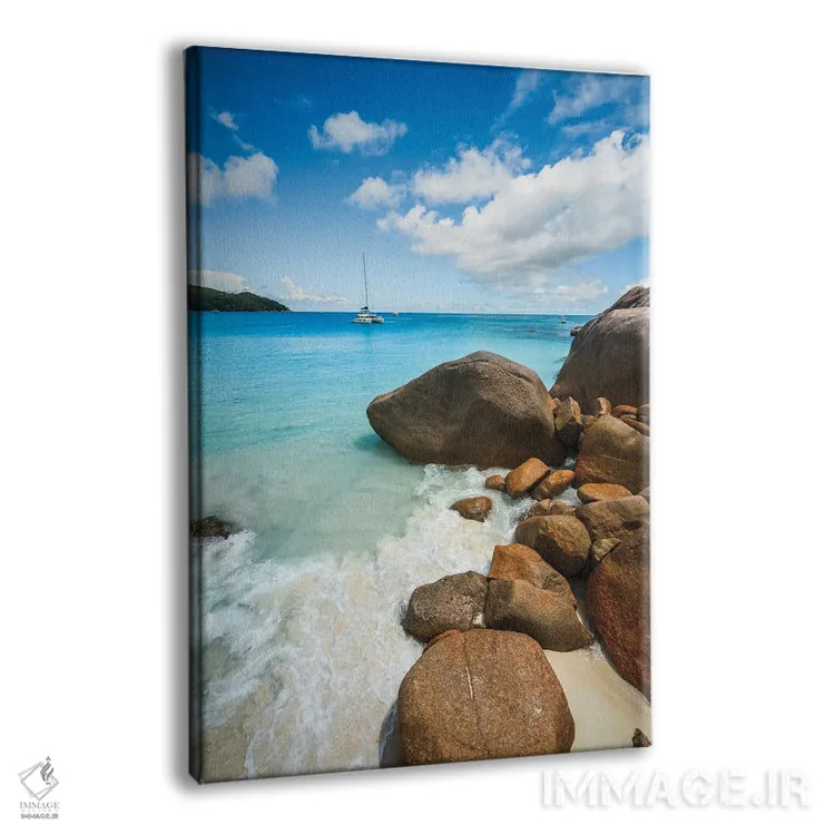 تابلو دکوراتیو Praslin Island, Seychelles,قایق بادبانی در اقیانوس آبی، ج… اثر ماتئو کولومبو - نمای پرسپکتیو محصول