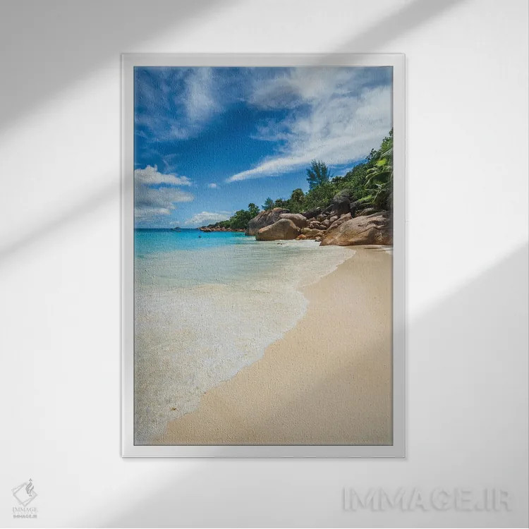 تابلو دکوراتیو Praslin, Seychelles II,ساحل معروف آنس لازیو، پراسلین، سیش… اثر ماتئو کولومبو - نمای قابدار سفید