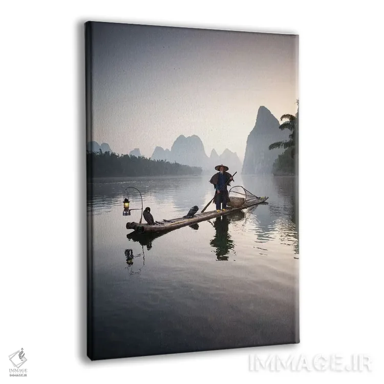 تابلو دکوراتیو Guilin, China,ماهیگیر با پرنده غواص، گویلین، چین اثر ماتئو کولومبو - نمای پرسپکتیو محصول
