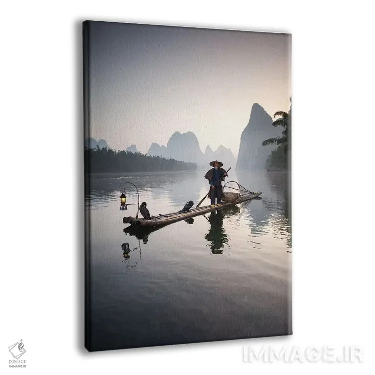 تابلو دکوراتیو Guilin, China,ماهیگیر با پرنده غواص، گویلین، چین اثر ماتئو کولومبو - نمای پرسپکتیو محصول
