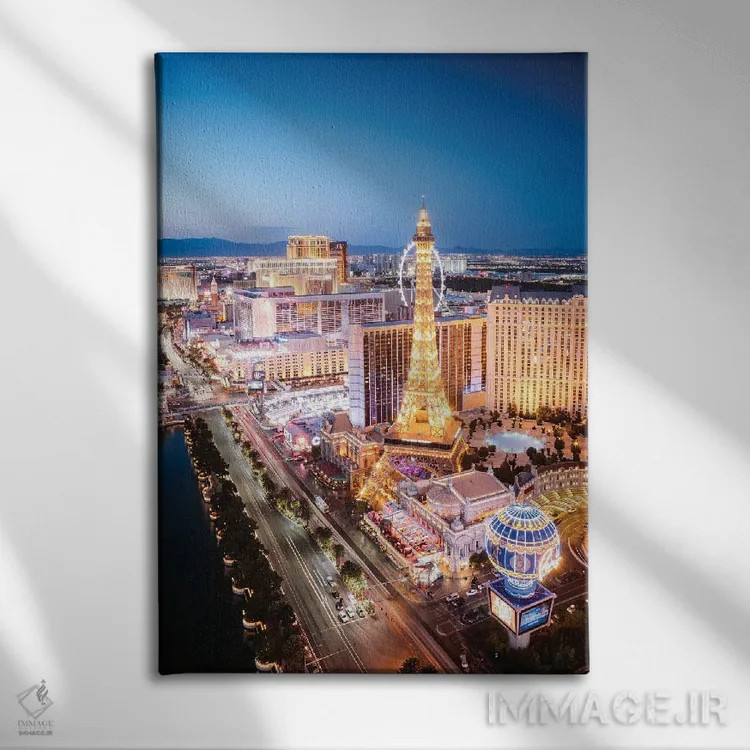 تابلو دکوراتیو Nevada,شهر لاس وگاس درخشان در شب، نوادا اثر ماتئو کولومبو - نمای روبهرو روی دیوار