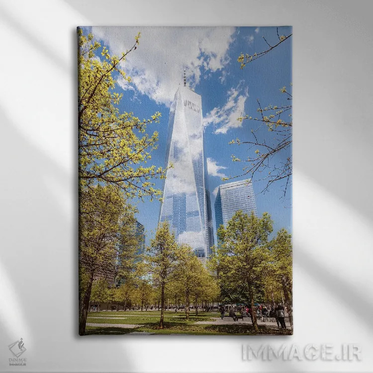 تابلو دکوراتیو New York,مرکز تجارت جهانی در بهار، نیویورک اثر ماتئو کولومبو - نمای روبهرو روی دیوار