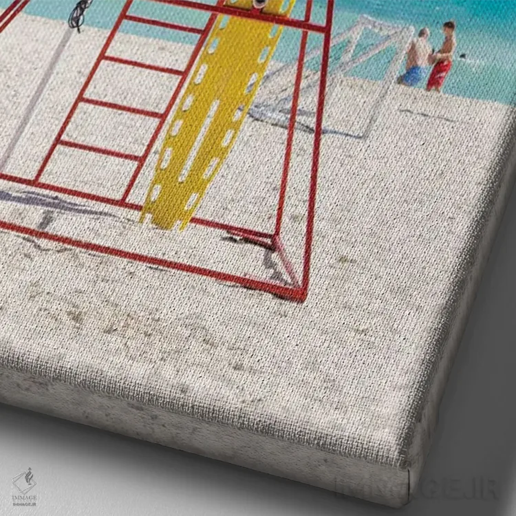 تابلو دکوراتیو Playa Del Carmen, Mexico,برج نجات غریق بر ساحل، پلایا دل… اثر ماتئو کولومبو - نمای نزدیک بافت بوم