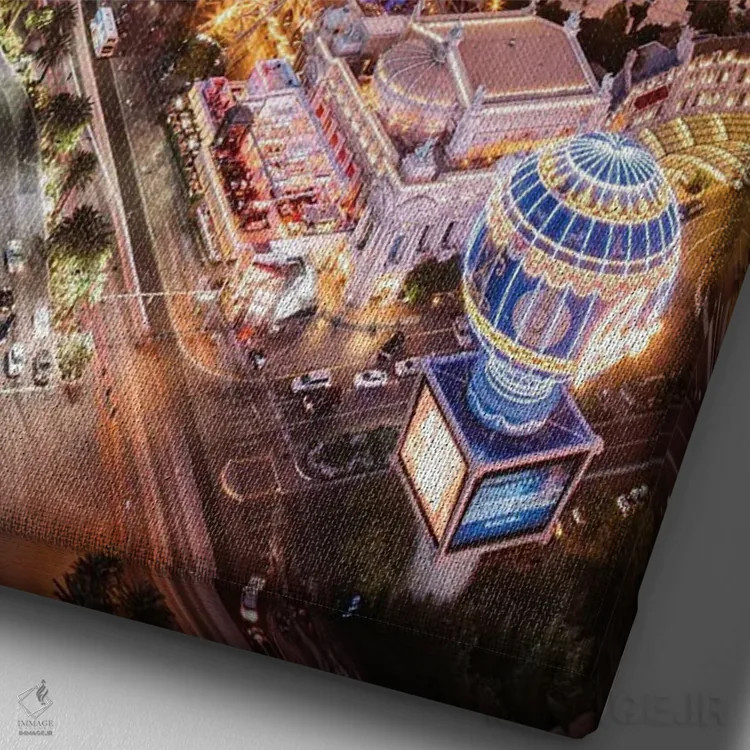 تابلو دکوراتیو Nevada,شهر لاس وگاس درخشان در شب، نوادا اثر ماتئو کولومبو - نمای نزدیک بافت بوم