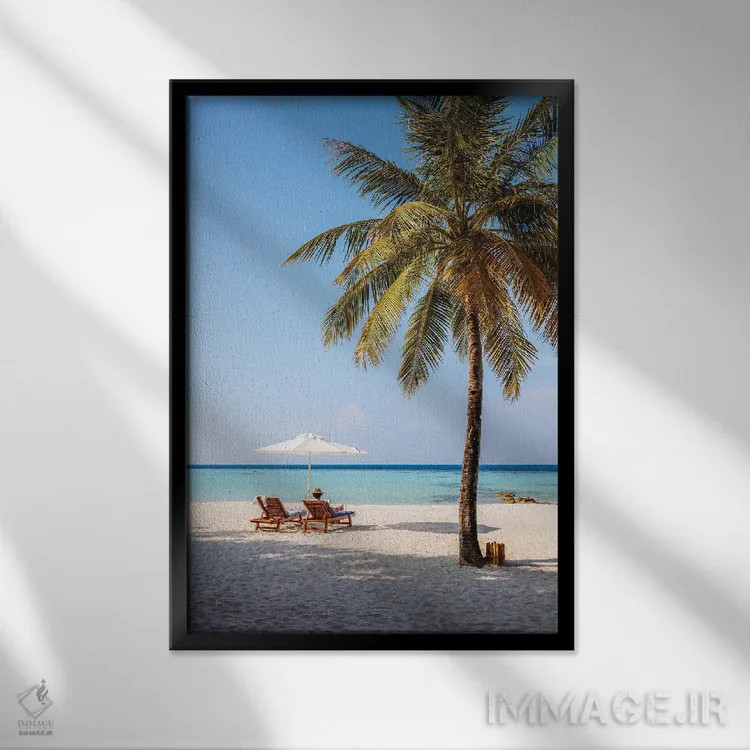 تابلو دکوراتیو Maldives,آرامش در ساحل، مالدیو اثر ماتئو کولومبو - نمای قابدار مشکی