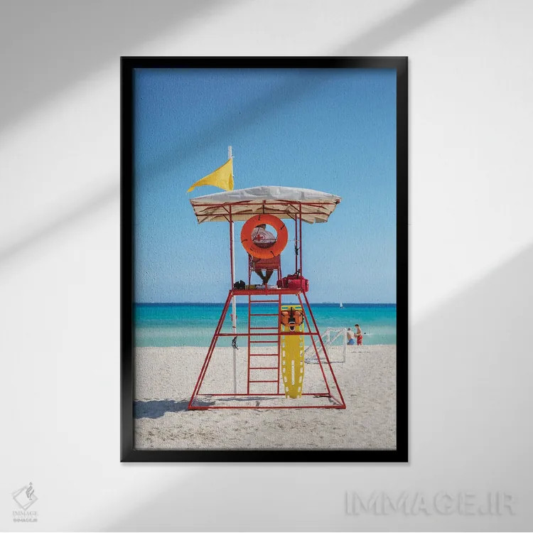 تابلو دکوراتیو Playa Del Carmen, Mexico,برج نجات غریق بر ساحل، پلایا دل… اثر ماتئو کولومبو - نمای قابدار مشکی