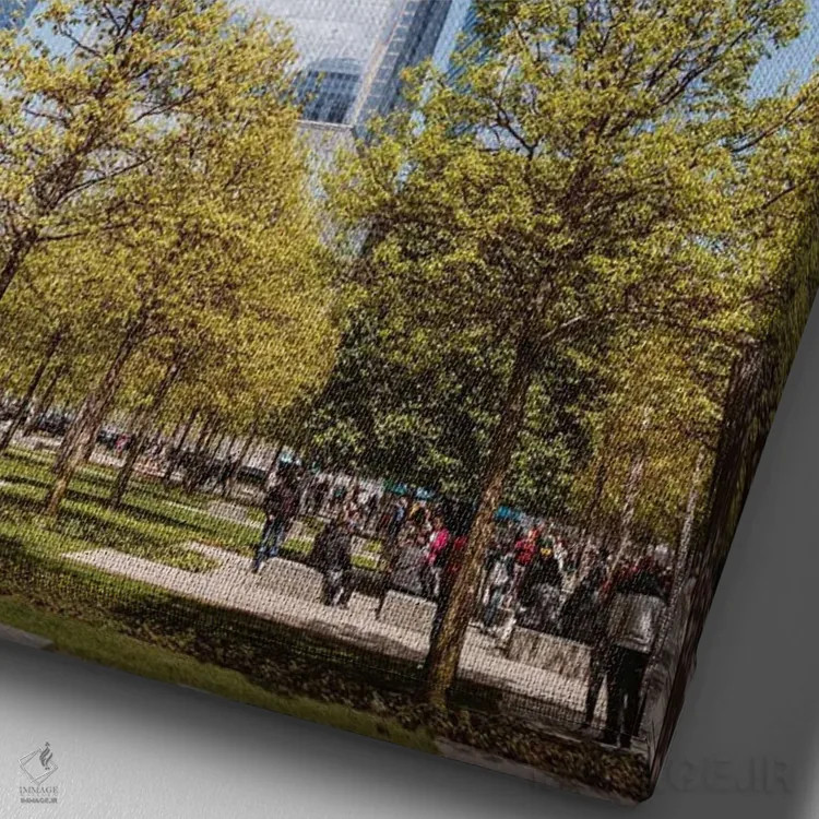 تابلو دکوراتیو New York,مرکز تجارت جهانی در بهار، نیویورک اثر ماتئو کولومبو - نمای نزدیک بافت بوم