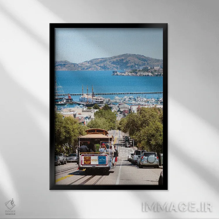 تابلو دکوراتیو California,ترام نماباور و خلیج سان فرانسیسکو، کالیفرنیا اثر ماتئو کولومبو - نمای قابدار مشکی