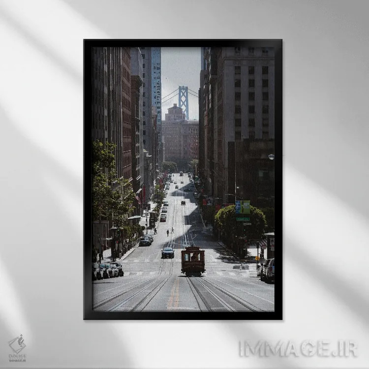 تابلو دکوراتیو San Francisco, California,خیابان کالیفرنیا، سان فرانسیسکو… اثر ماتئو کولومبو - نمای قابدار مشکی