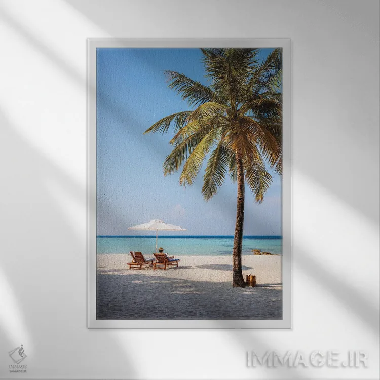 تابلو دکوراتیو Maldives,آرامش در ساحل، مالدیو اثر ماتئو کولومبو - نمای قابدار سفید