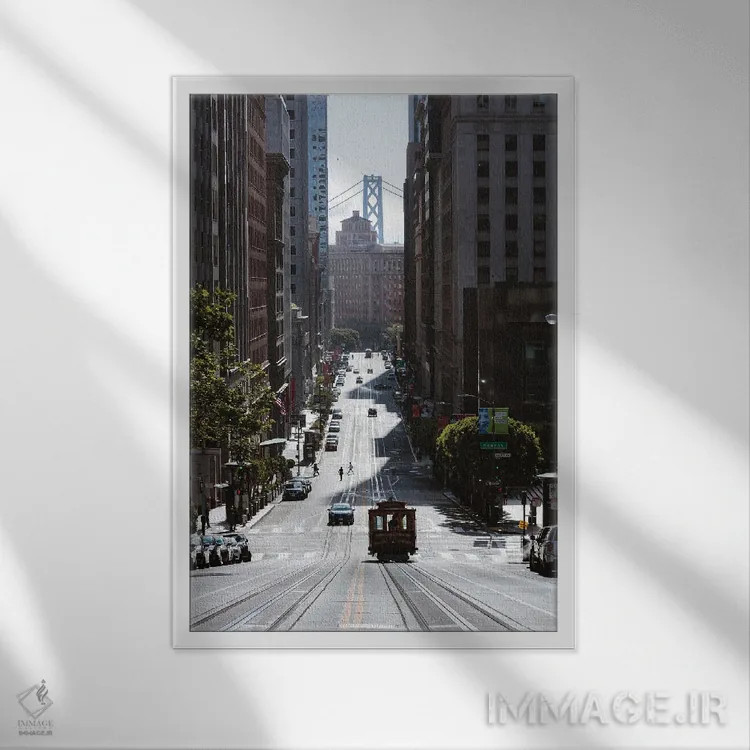 تابلو دکوراتیو San Francisco, California,خیابان کالیفرنیا، سان فرانسیسکو… اثر ماتئو کولومبو - نمای قابدار سفید
