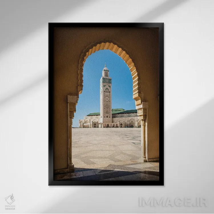 تابلو دکوراتیو Hassan Ii Mosque, Casablanca,مناره، مسجد حسن دوم، کازابلا… اثر ماتئو کولومبو - نمای قابدار مشکی