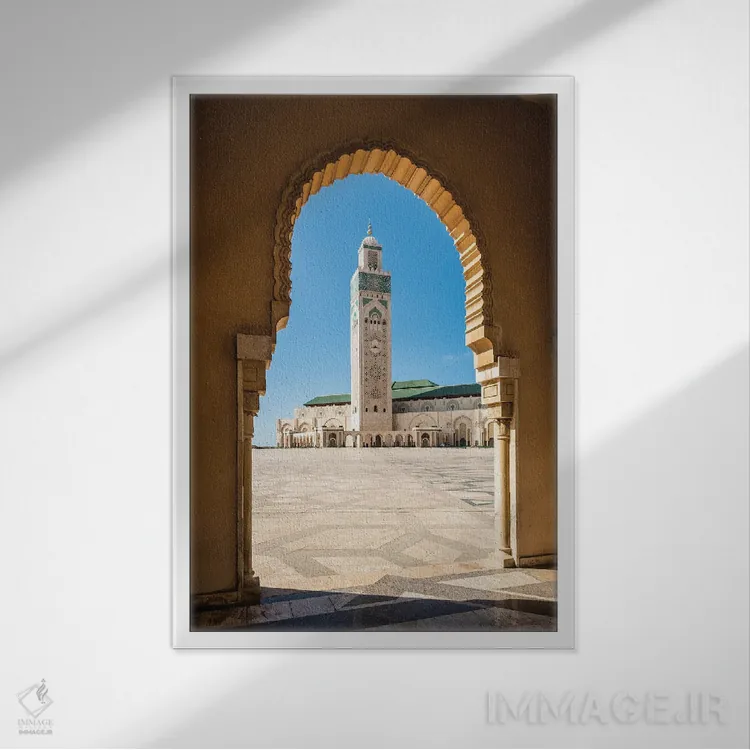 تابلو دکوراتیو Hassan Ii Mosque, Casablanca,مناره، مسجد حسن دوم، کازابلا… اثر ماتئو کولومبو - نمای قابدار سفید