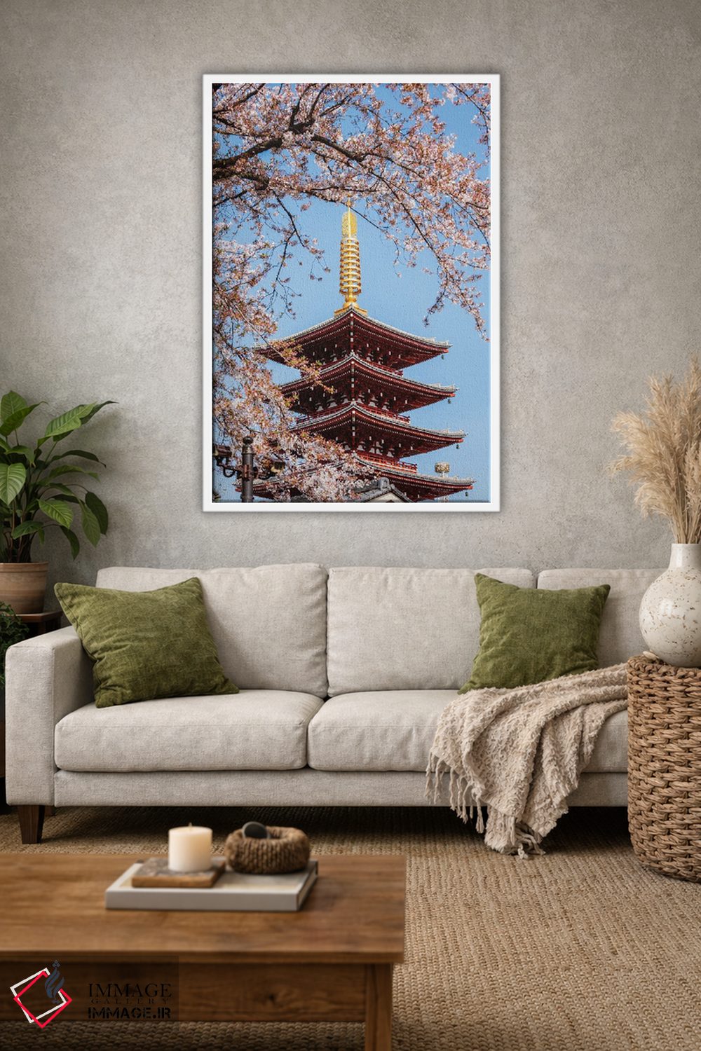 تابلو دکوراتیو Tokyo, Japan,پاگودای پنج طبقه و شکوفه های گیلاس، توکیو، ژ… اثر ماتئو کولومبو - D1W