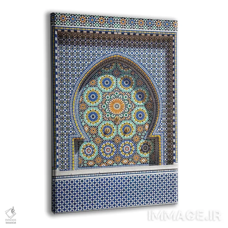 تابلو دکوراتیو Meknes, Morocco,فواره کاشی کاری شده تزیینی، مکناس، مراکش اثر ماتئو کولومبو - نمای پرسپکتیو محصول