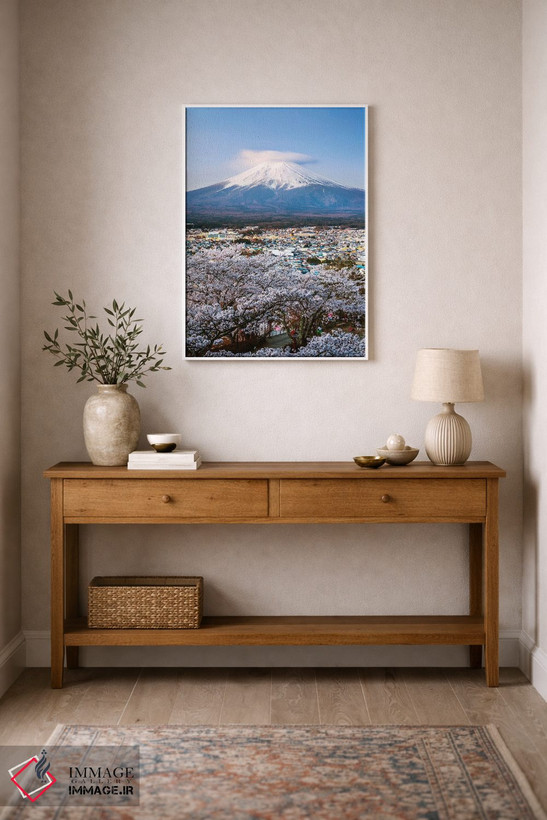 تابلو دکوراتیو Japan,طلوع آفتاب بر فراز کوه فوجی و درختان گیلاس، ژاپن اثر ماتئو کولومبو - D1W