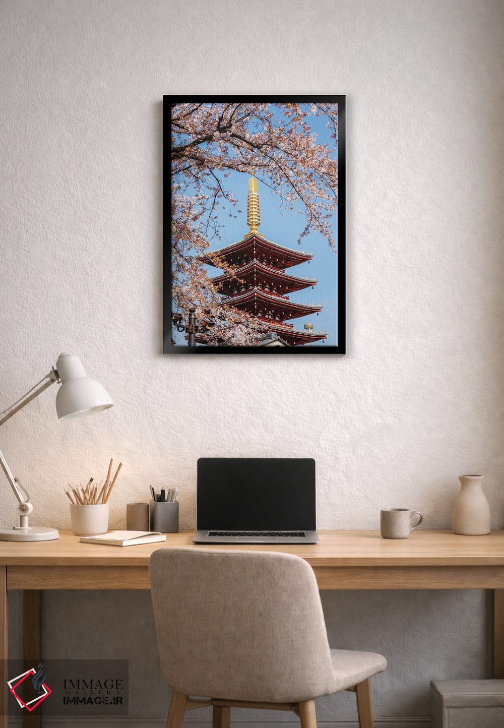 تابلو دکوراتیو Tokyo, Japan,پاگودای پنج طبقه و شکوفه های گیلاس، توکیو، ژ… اثر ماتئو کولومبو - D2B
